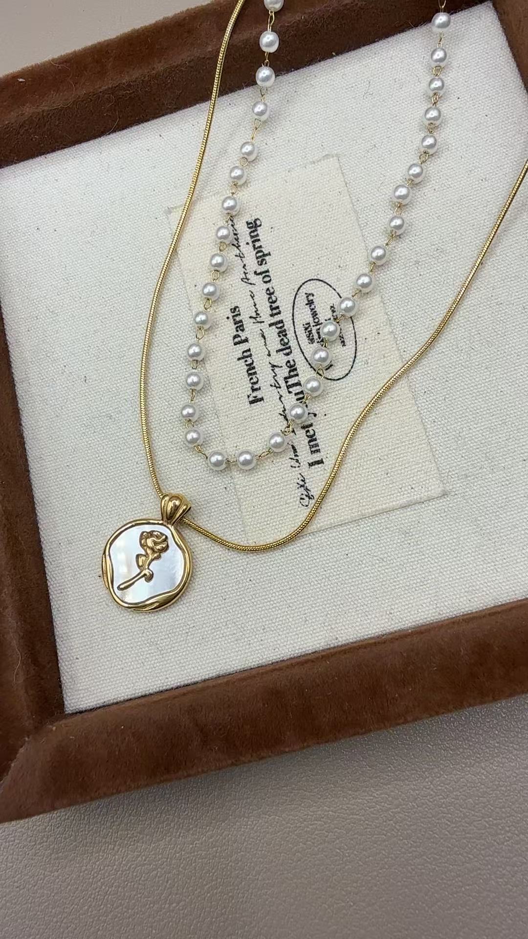 钛钢项链 X118白色气质轻奢时尚百搭简约经典仙女法式长链手工