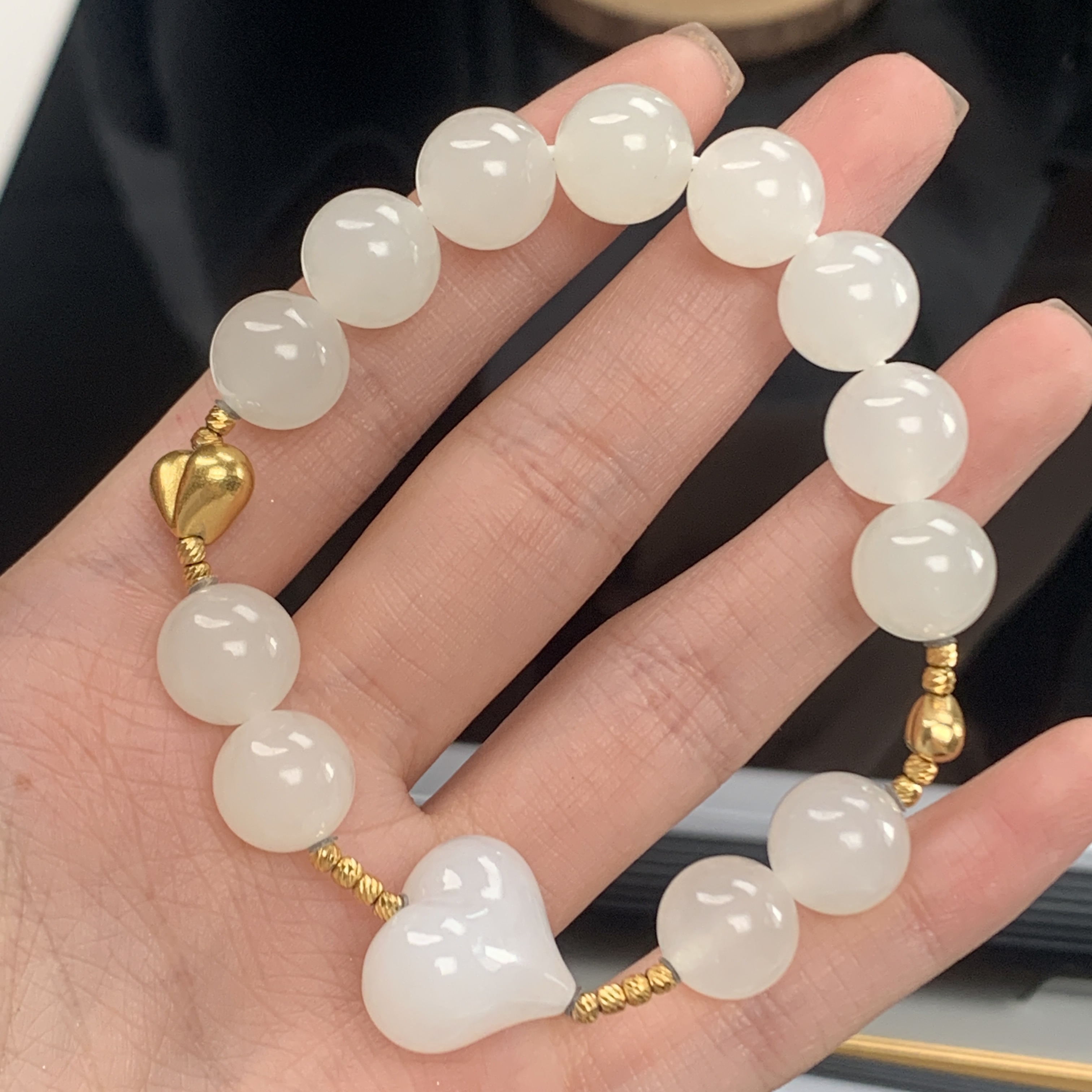 天然和田玉12mm白玉手串HZ110751SCY