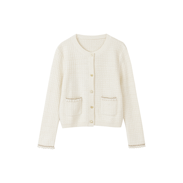 【达人专属】轻奢气质针织衫小香风混色钩花开衫N1545