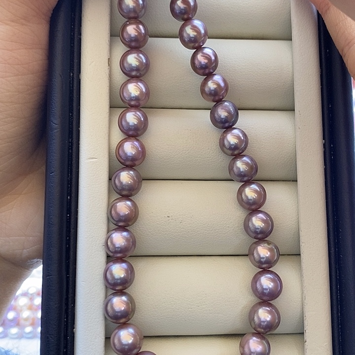 淡水珍珠项链未镶嵌粉紫7.5-8m m