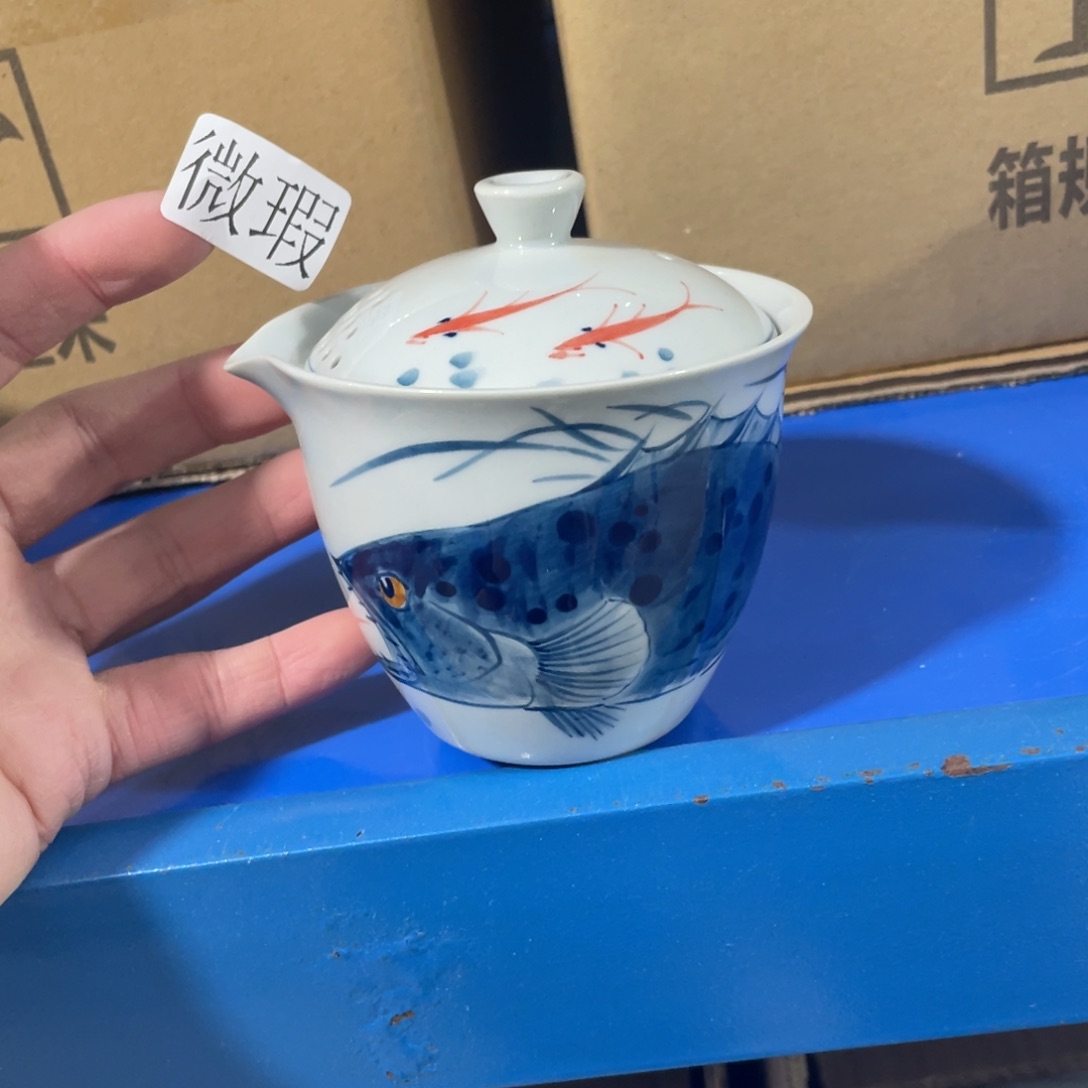 釉下手绘茶具微瑕