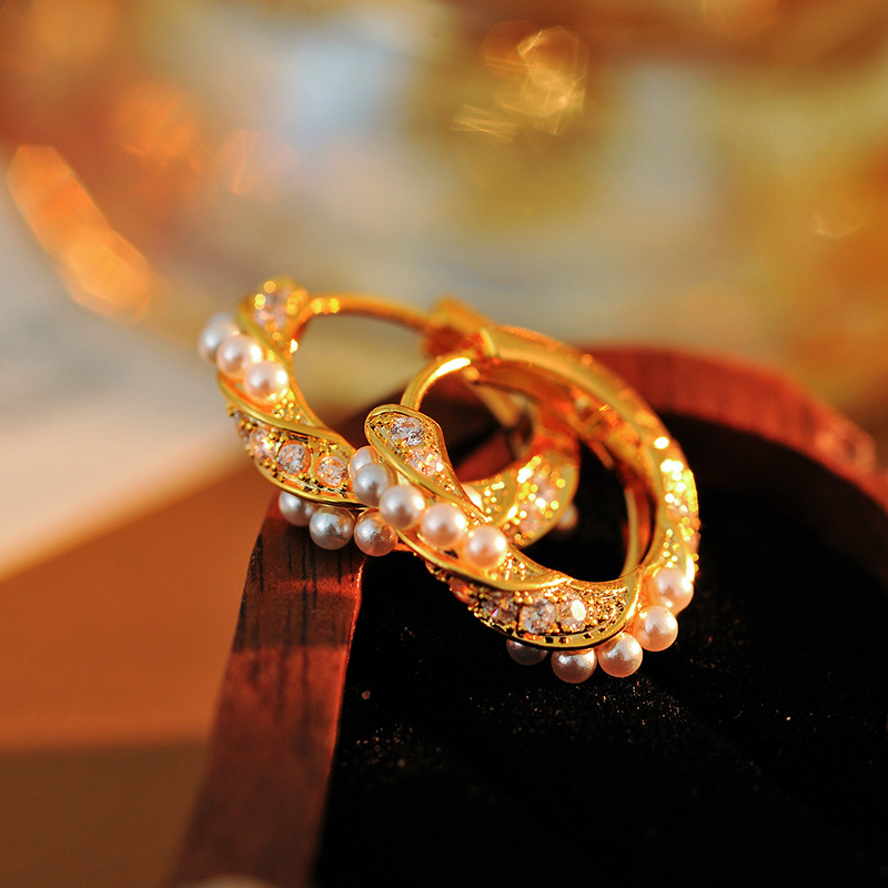 合金耳饰 1082麻花缠绕耳扣耳圈ins风耳饰小众高级感