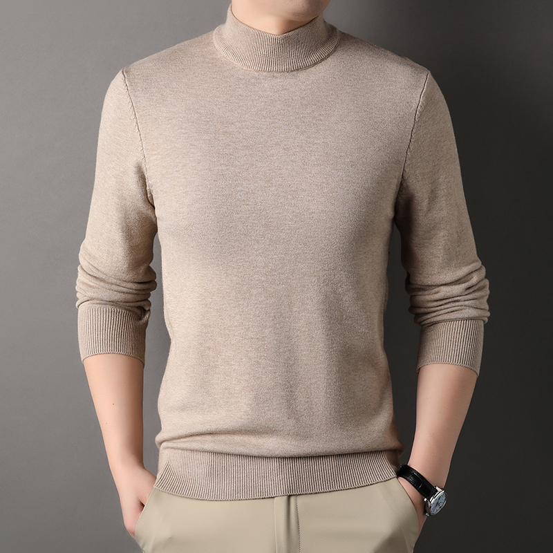 2025冬季新款套头保暖打底衫百搭修身半高领男士上衣