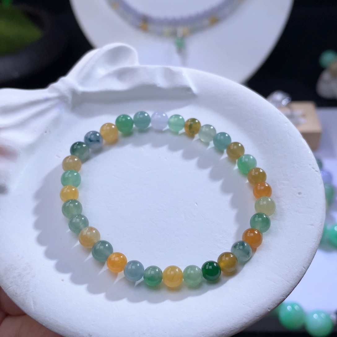 翡翠手链未镶嵌卡4.8-5.7小多宝