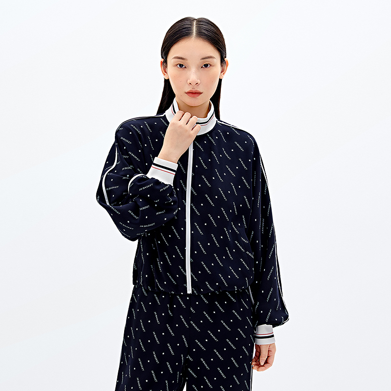 XII BASKET十二篮25春新款logo印花撞色立领休闲外套女7C35110130