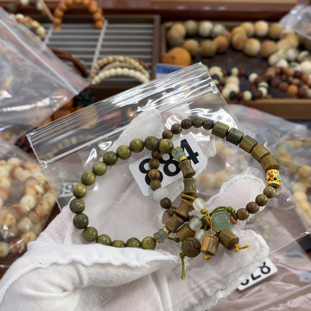 白玉菩提手串884孤品