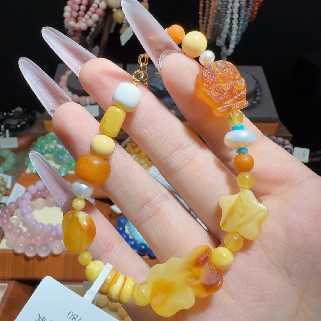 米***咪未镶嵌手链水晶DIY蜜蜡