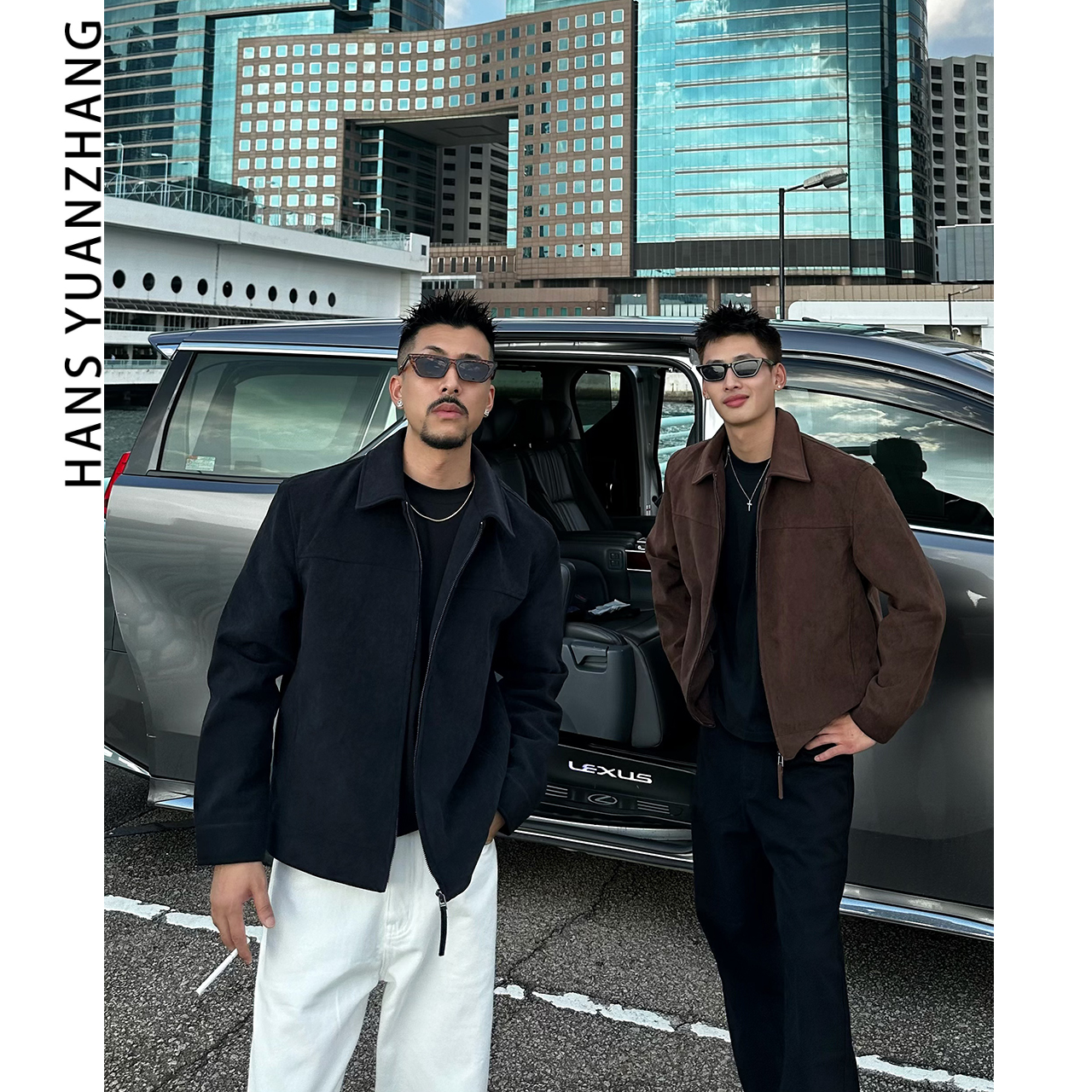 Hans院长 复古翻领夹克棉服外套荒野磨砂麂皮绒质感秋冬厚款短款