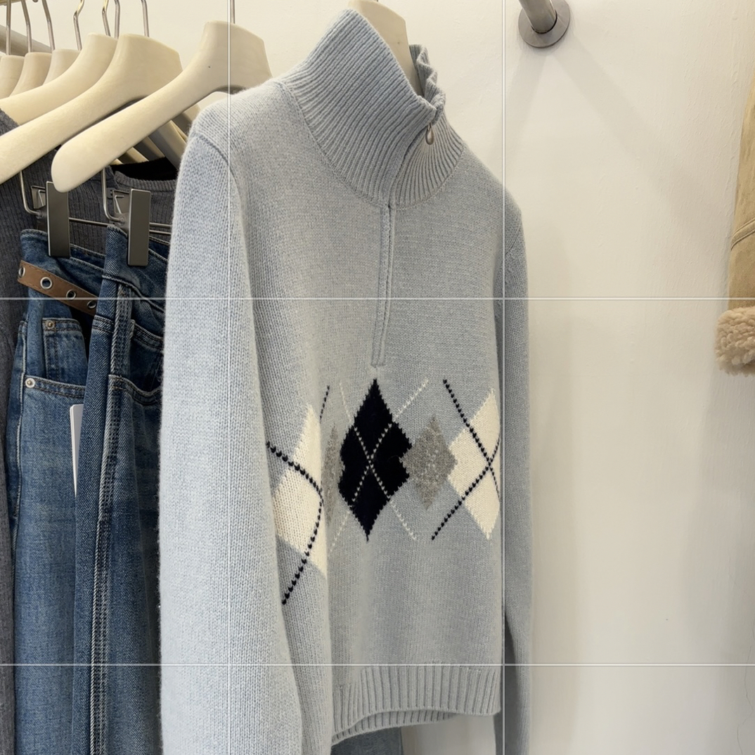 韩版气质半开领厚实保暖羊毛毛衣女2025冬季新款时尚百搭上衣