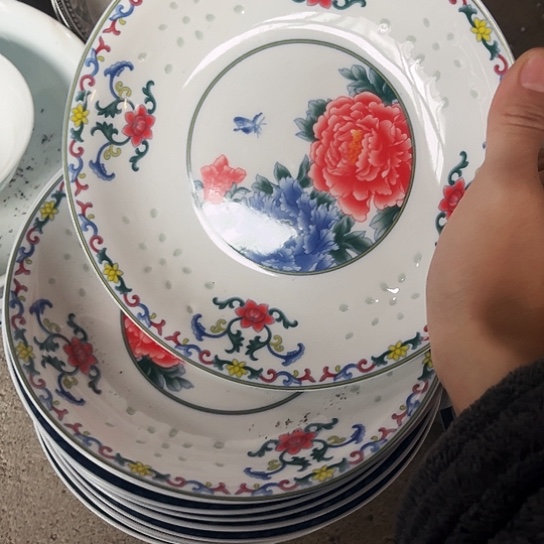 盘7寸深窝盘两个陶瓷陶瓷