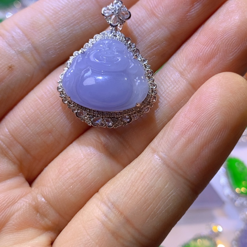 【闪购商品】翡翠挂件18K金镶嵌，天然翡翠