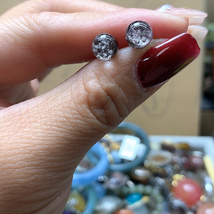 水晶水晶耳钉银S925镶嵌