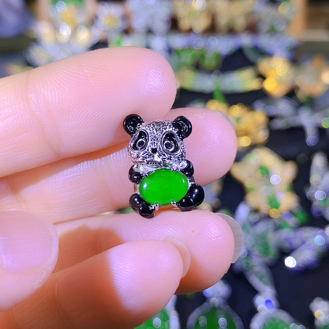 吊坠(不含链)银S925镶嵌翡翠