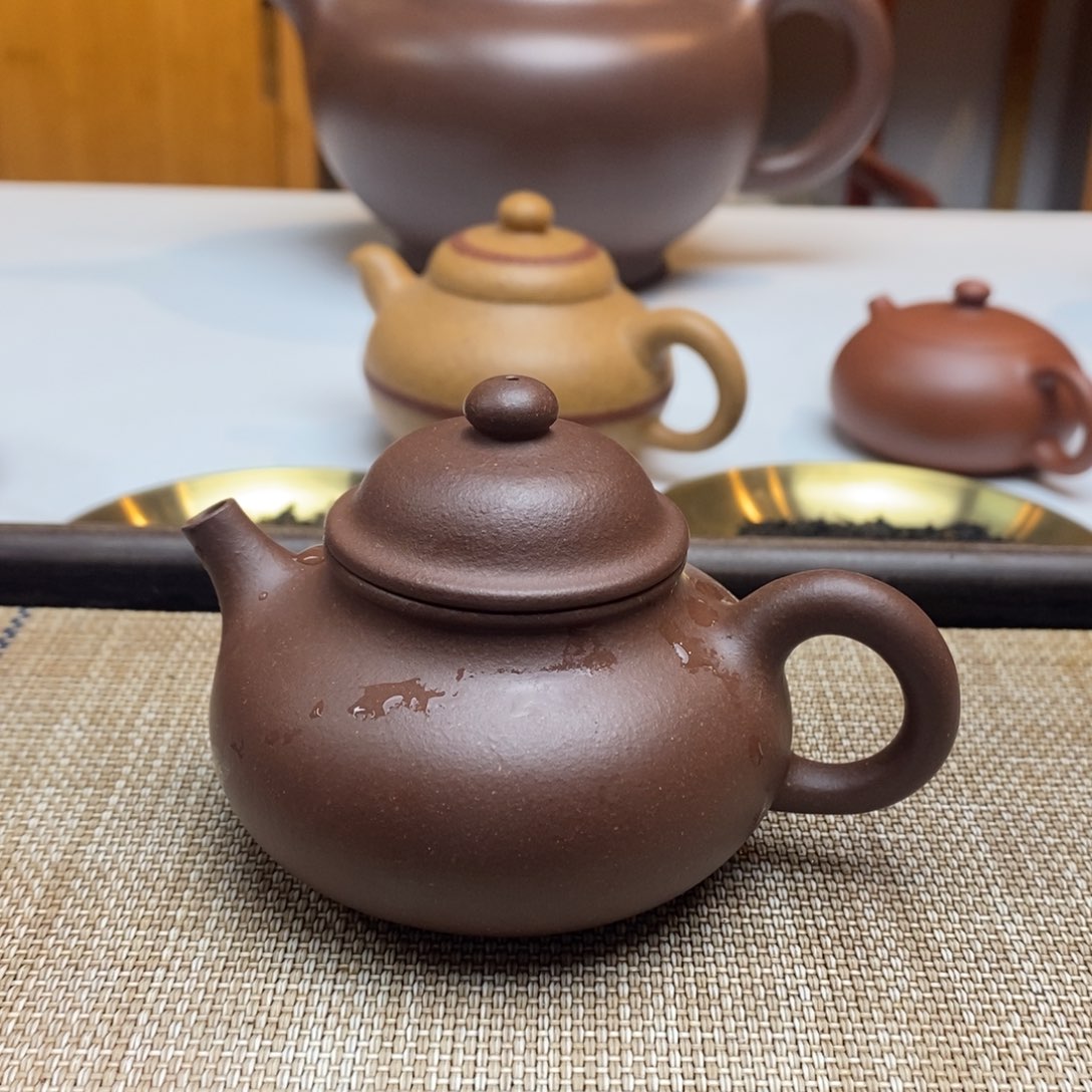 紫砂茶杯140毫升四号井老紫泥