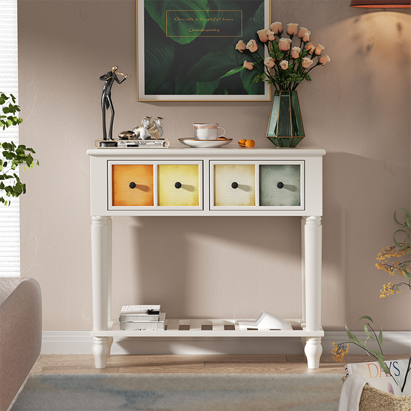 80*30*80美式入户玄关柜实木靠墙长条桌过道装饰柜简约客厅隔断柜