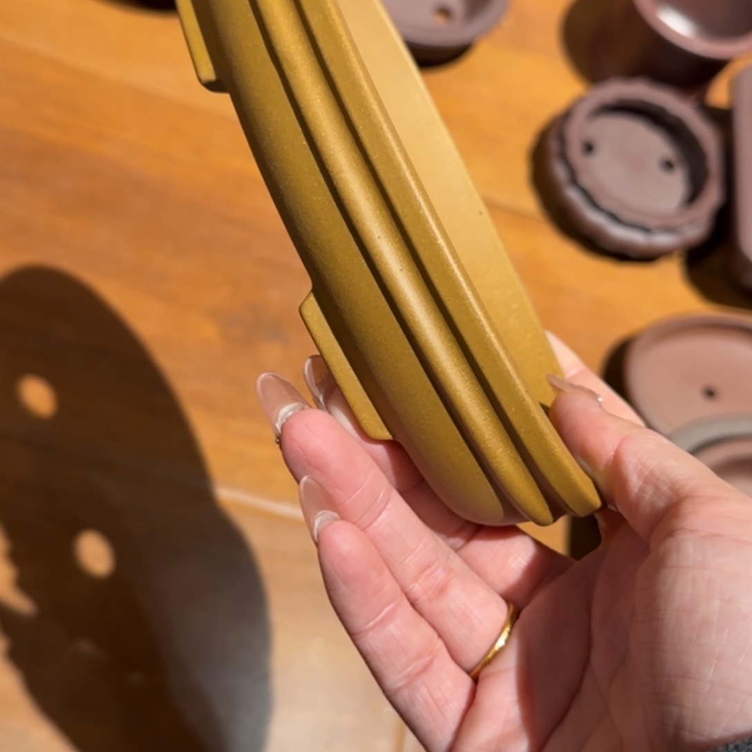 白***杨紫砂花盆半手工制作