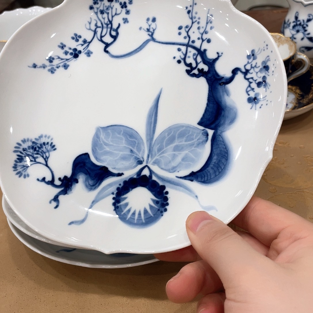 瓷片中古二等水墨兰花