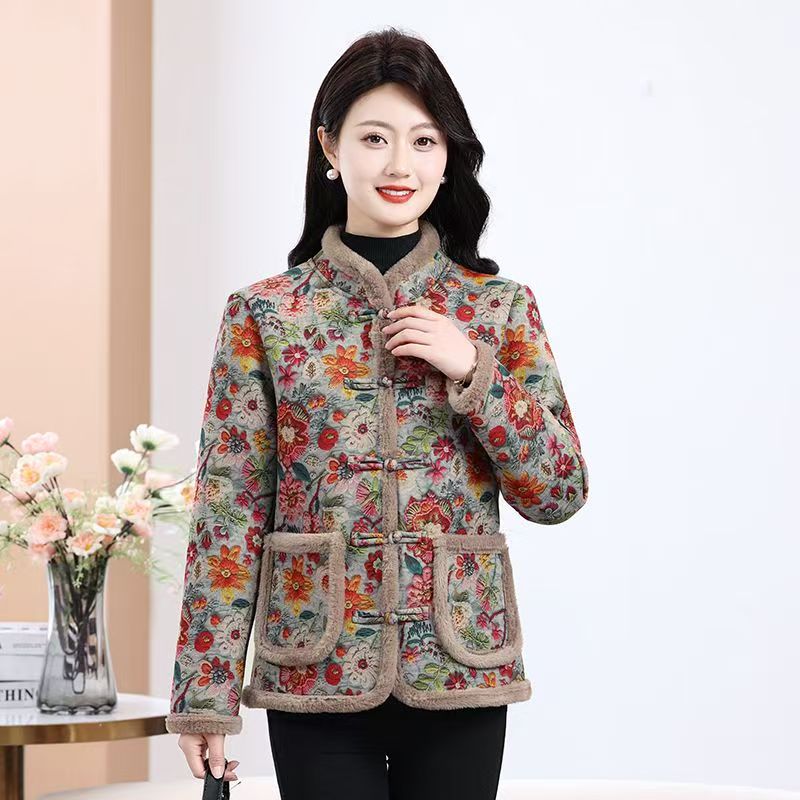 11717-棉袄妈妈冬装洋气加绒加厚棉服中老年中式盘扣外套【五楼】