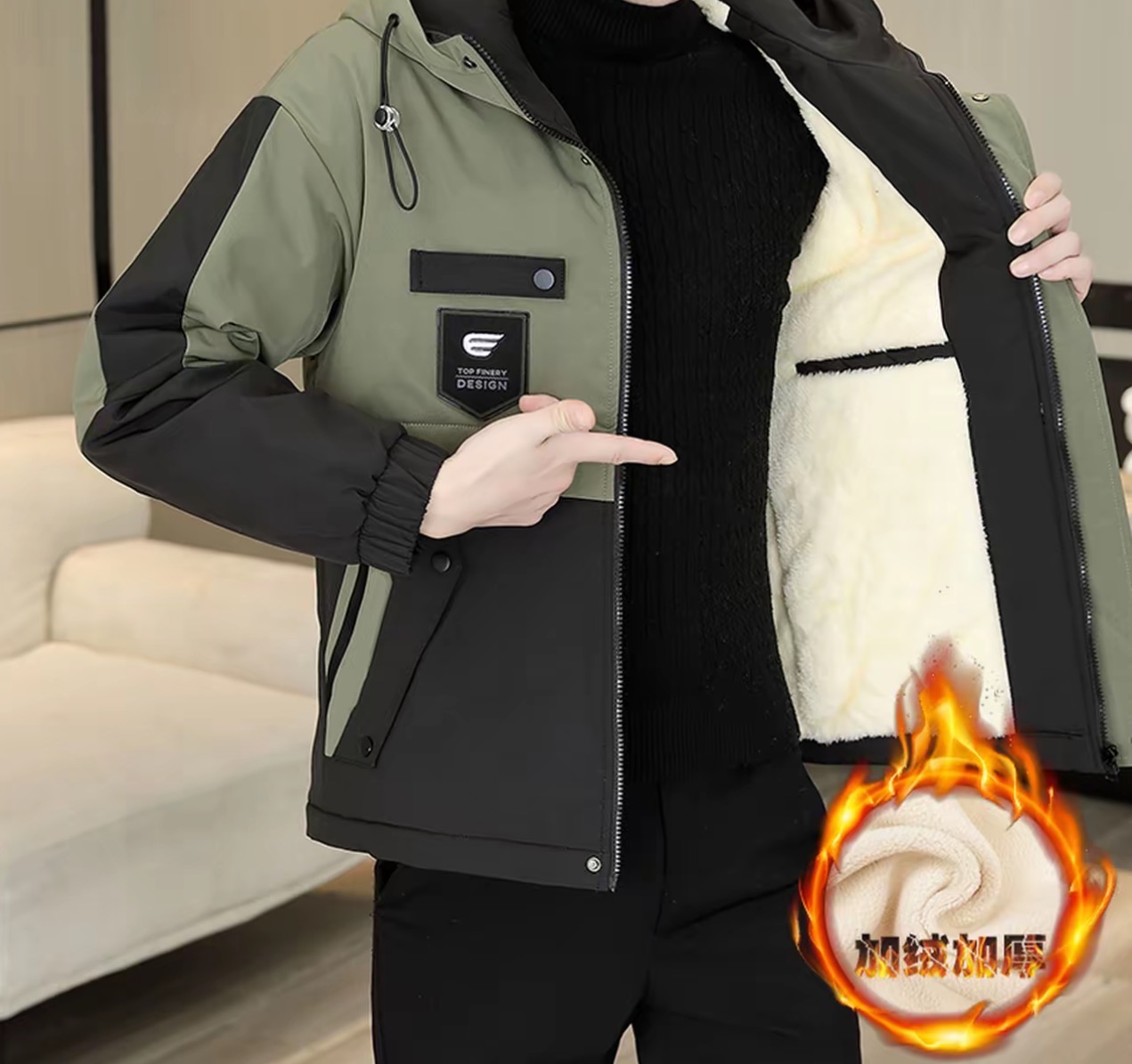 1666冬季加绒加厚男士防寒服