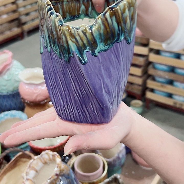 有孔.凑满10元发货多肉陶瓷花盆！