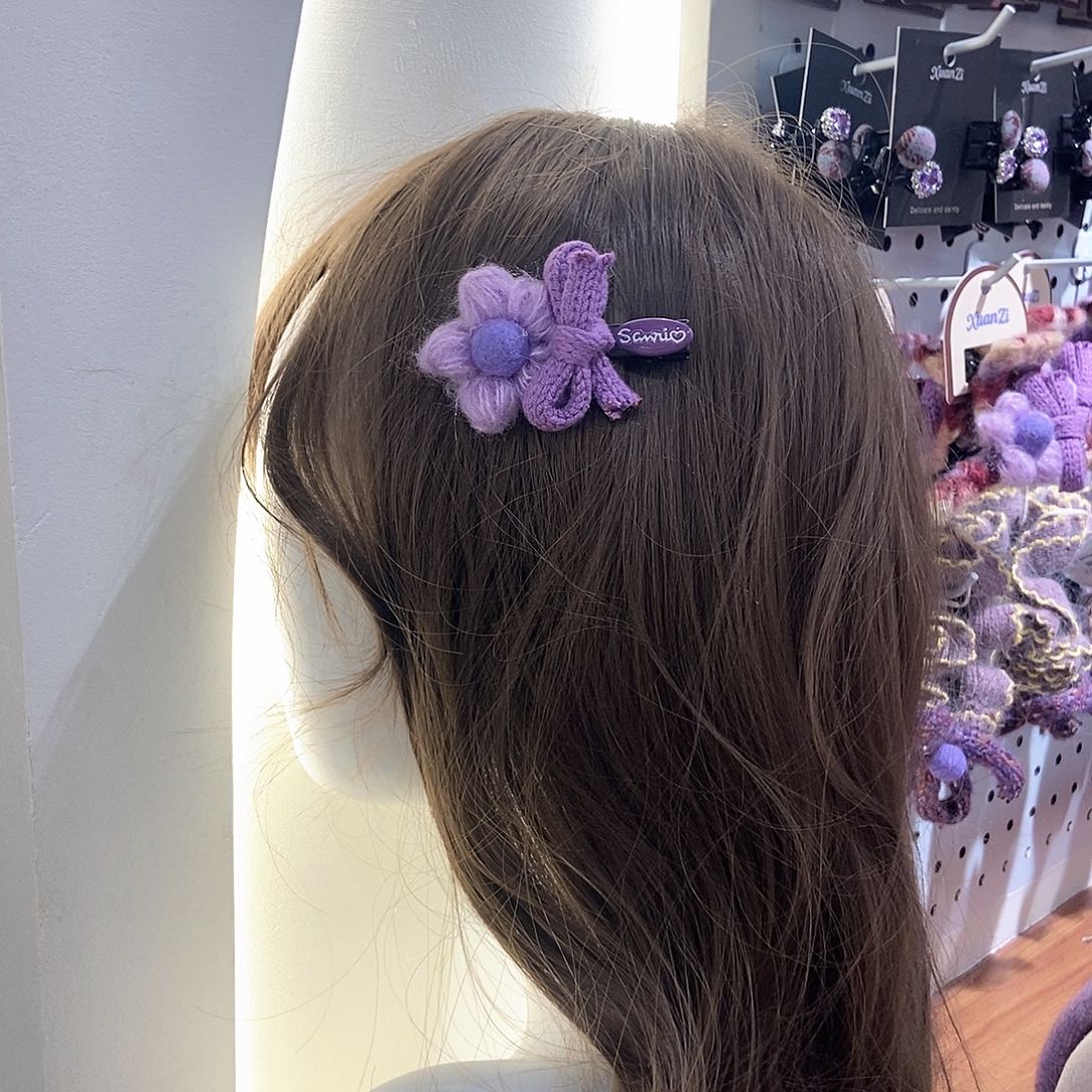 布艺铁合金紫色花鸭夹