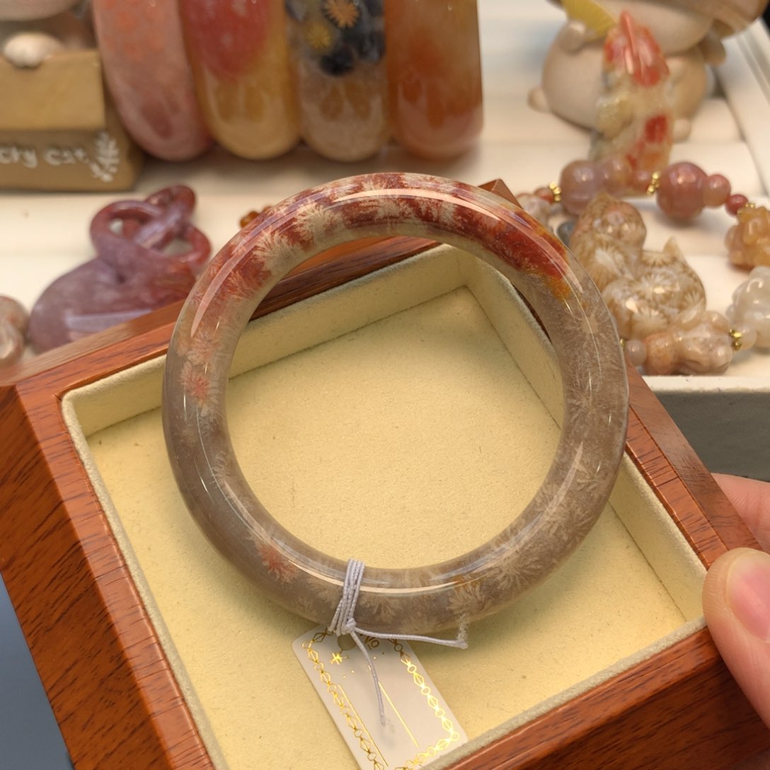 硅化珊瑚（珊瑚玉）手镯未镶嵌54.5口