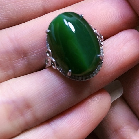 和田玉银S925镶嵌戒指