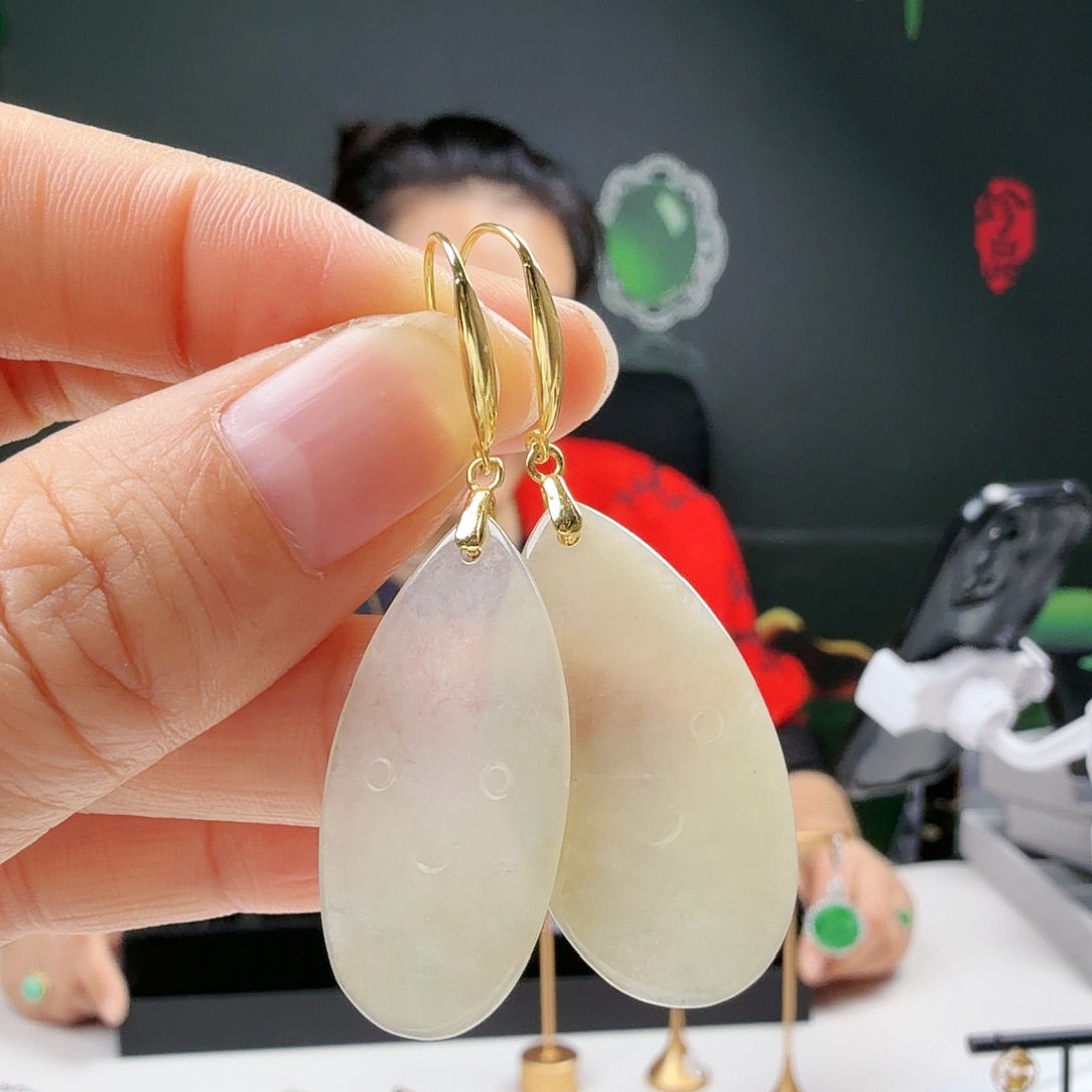 翡翠银S925镶嵌耳饰