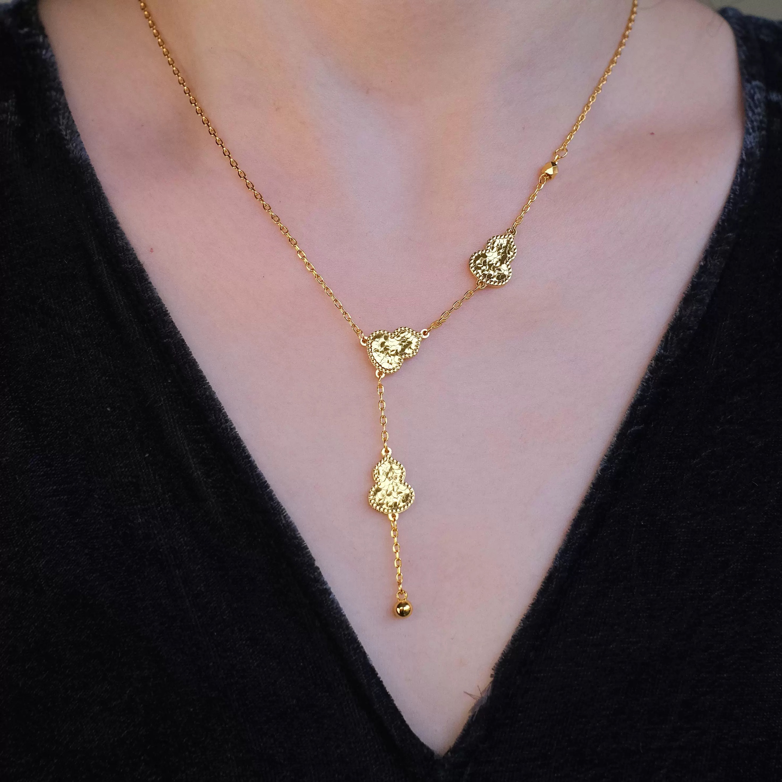 坠链均 龙鳞葫芦项链气质轻奢时尚百搭复古小众