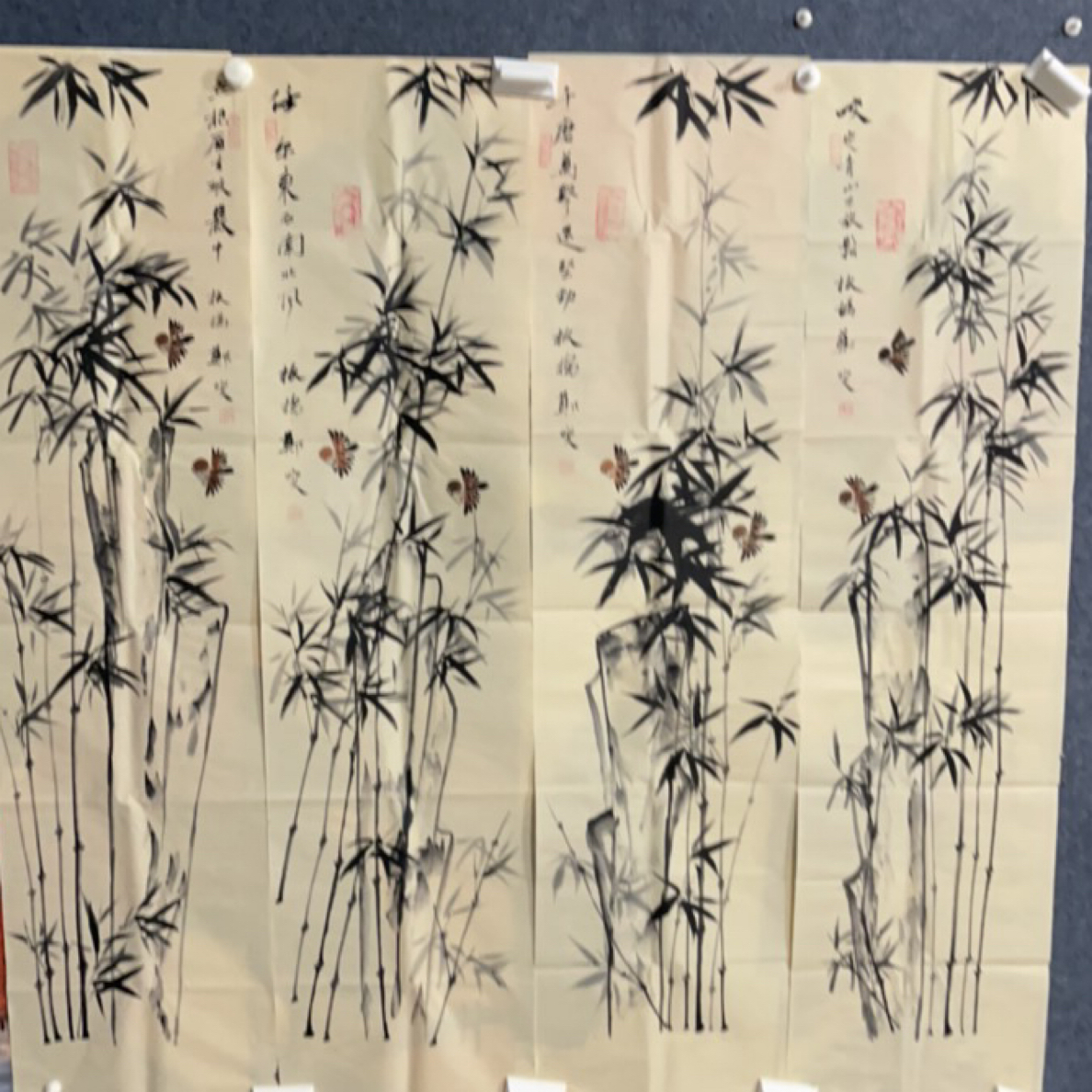 玖玖画院。 精品条屏竹子