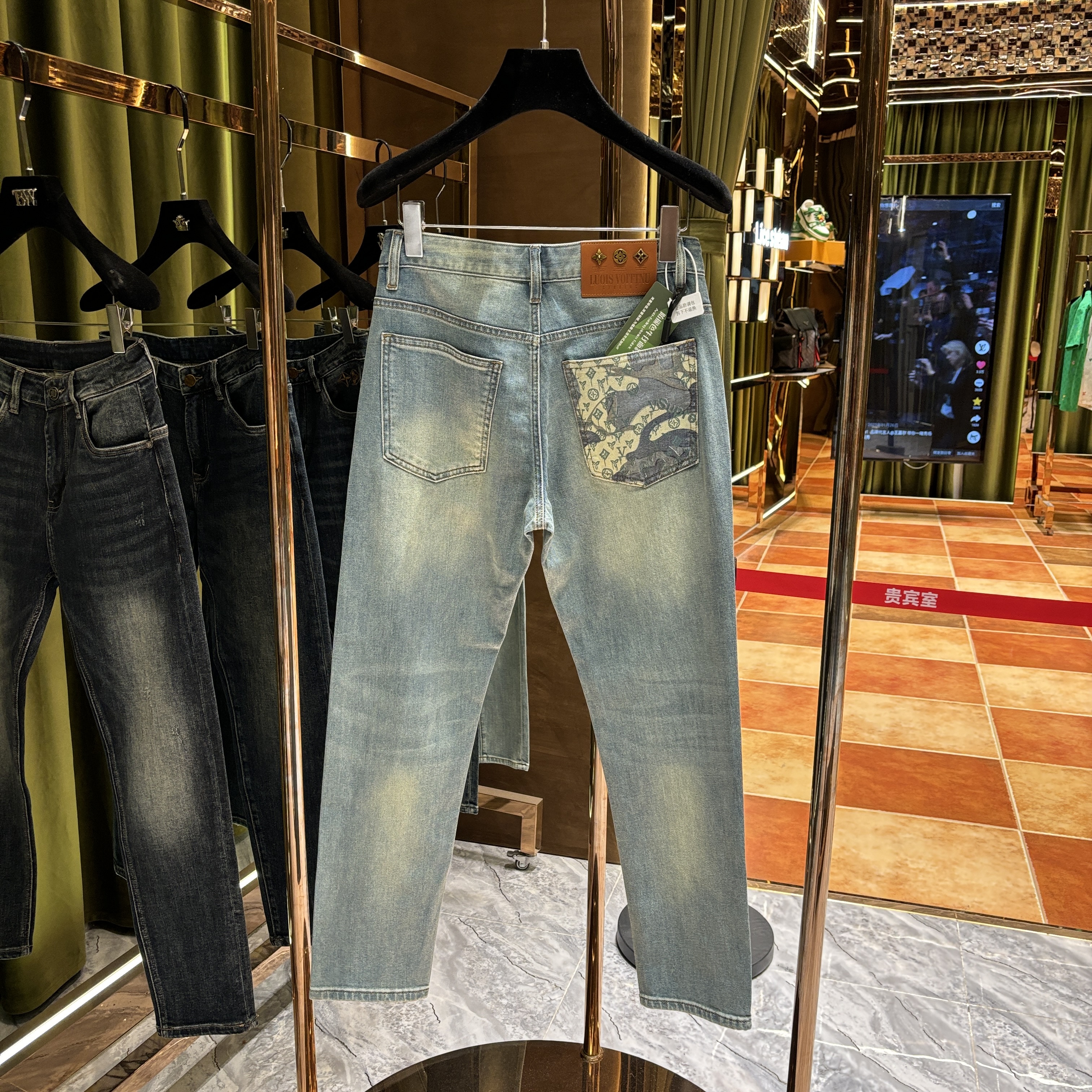 GD【强哥专属】新款轻奢潮牌重工定制洗水百搭牛仔裤-7882