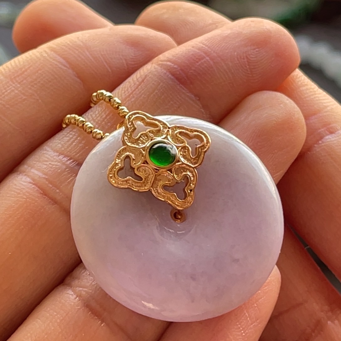 翡翠颈饰银S925镶嵌一套