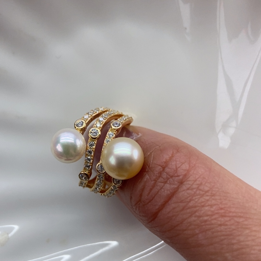 海水珍珠戒指银S925镶嵌