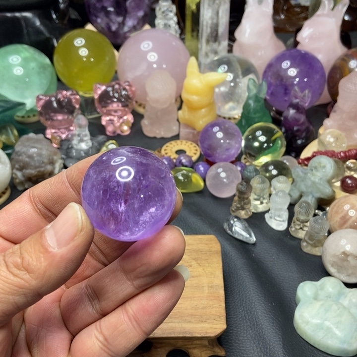 水晶摆件未镶嵌紫小球3.5厘米