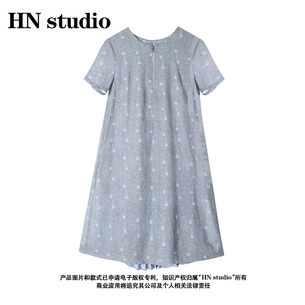 时尚洋气高级感精致连衣裙秋季新款气质显瘦印花波点HN84009