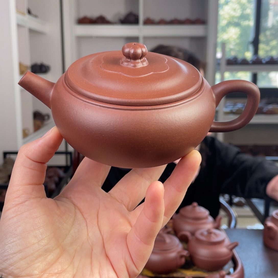 紫砂茶壶底槽清梅花石鼓300cc
