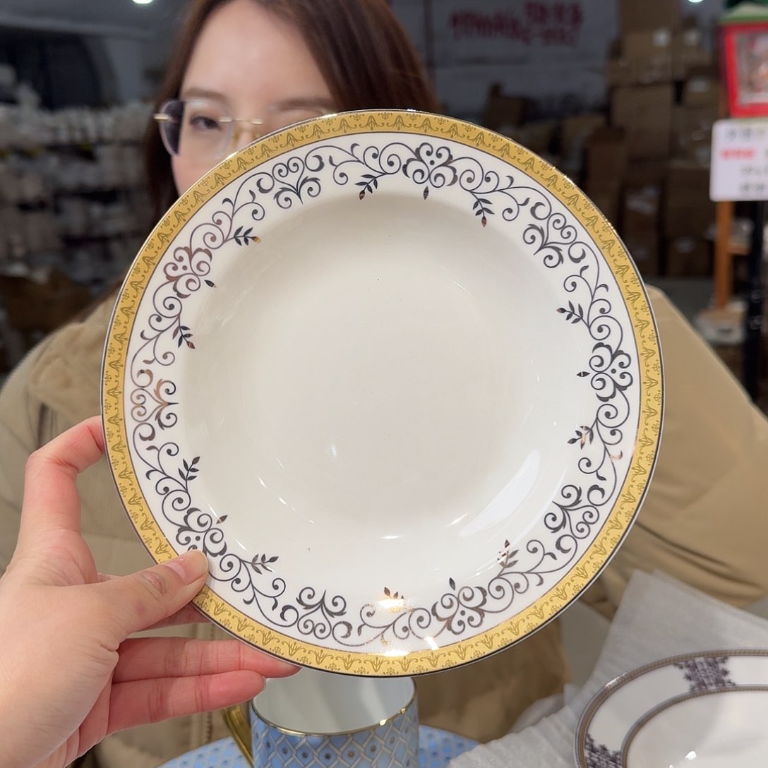 瓷骨瓷8英寸汤盘口径20cm1只外贸尾单