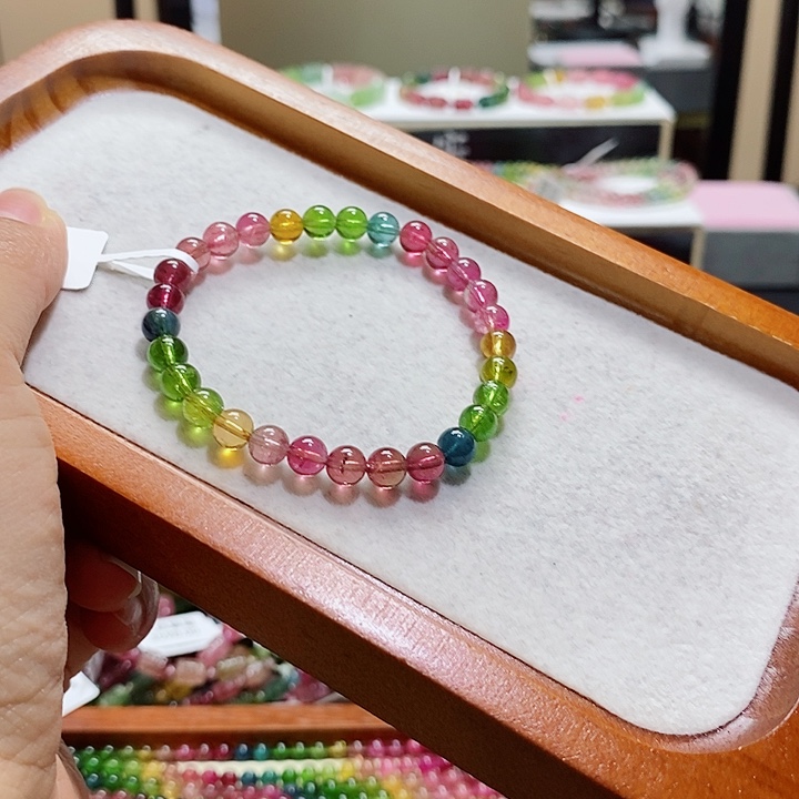 碧玺手链未镶嵌天然碧玺6.4毫米