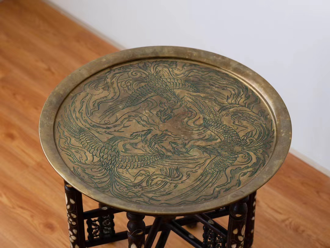 奥地利奥斯曼古董黄铜桌，好品相