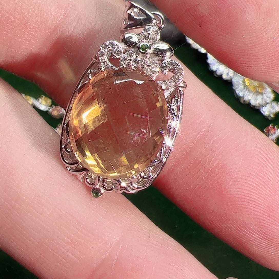 黄晶黄水晶银S925镶嵌