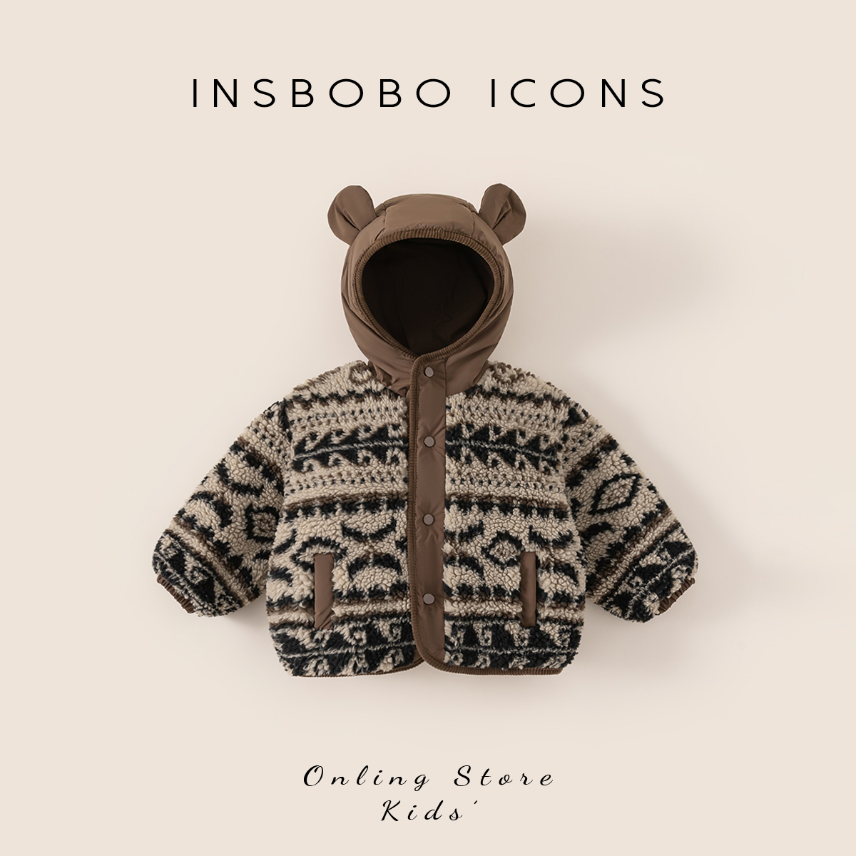 DY85207【冬】儿童外套（拼接花色连帽毛绒棉服）