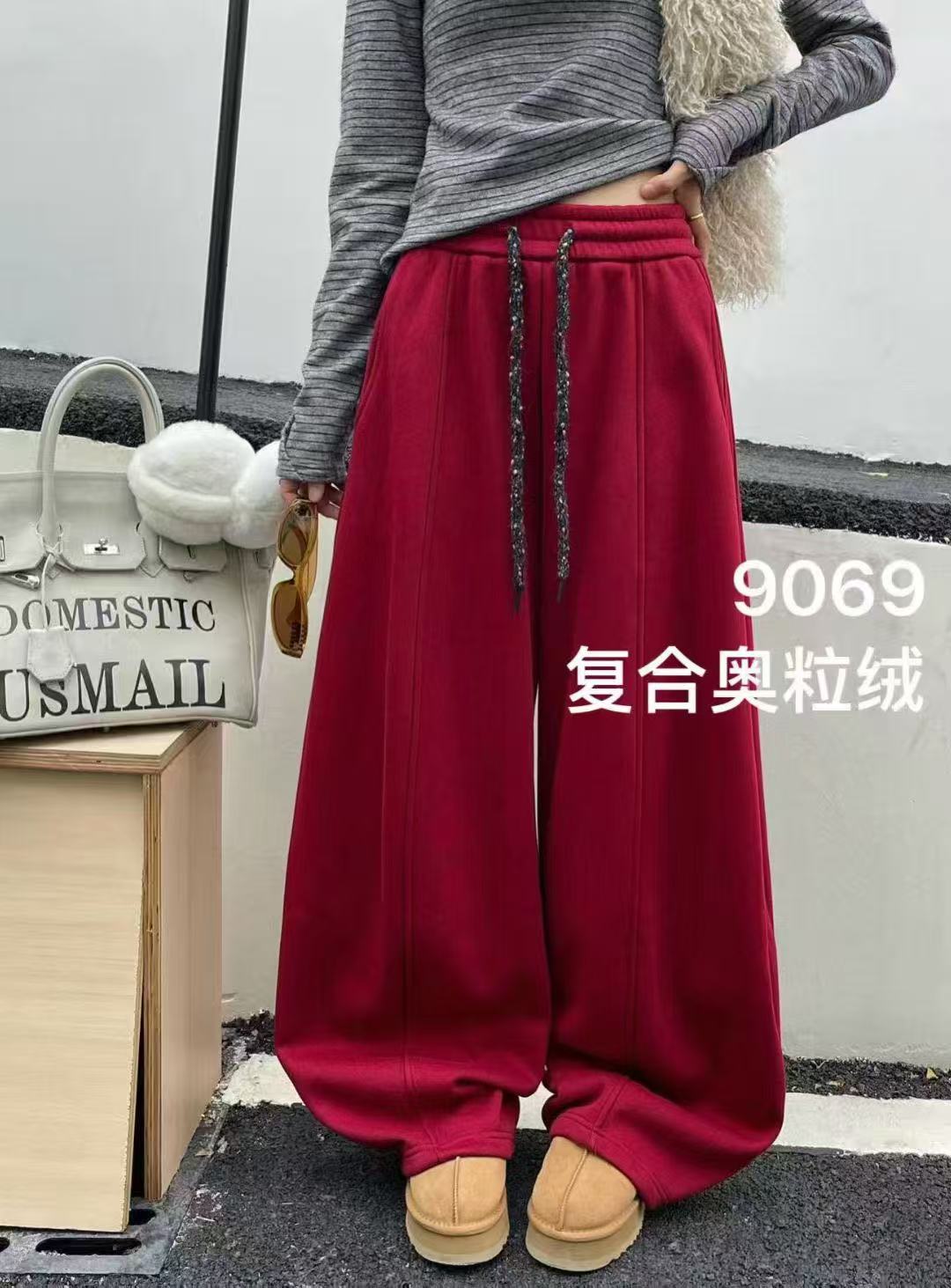 冬季女士时尚加绒加厚款卫裤高腰加绒pphome休闲裤