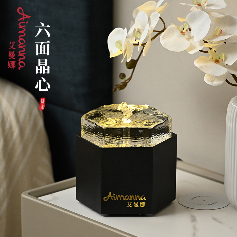 流水摆件循环水简约现代桌面客厅玄关装饰书房小水景喷泉茶桌摆件