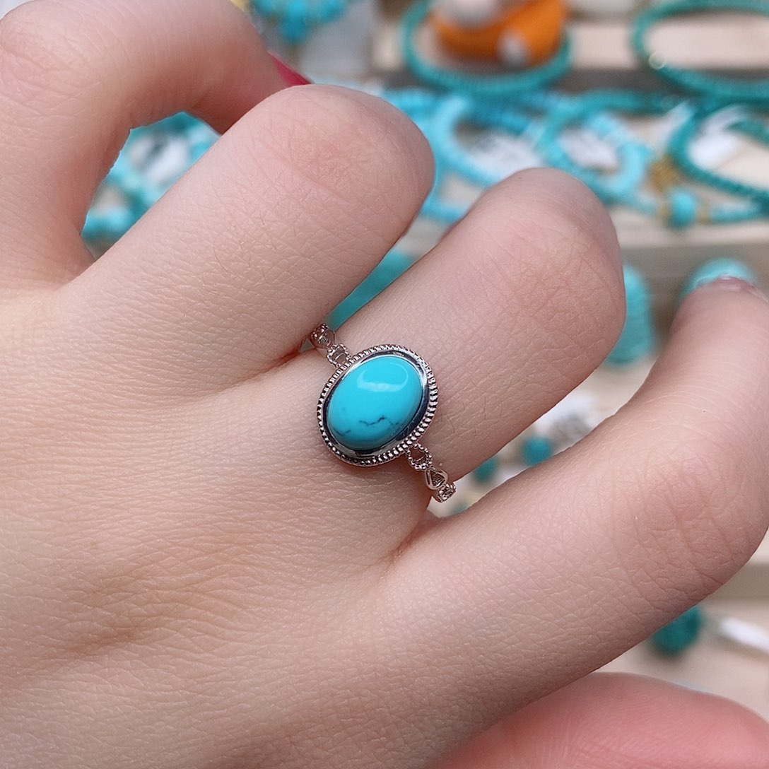 绿松石戒指银S925镶嵌