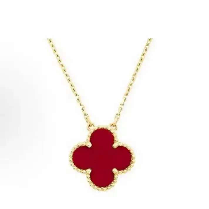 【全新未使用】五花造型玫瑰金色轻奢百搭红色时尚链子1