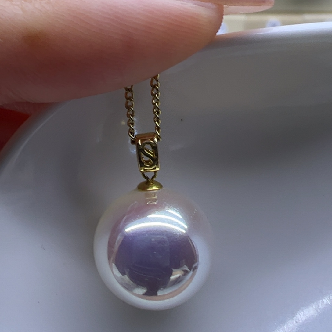 淡水珍珠18K金镶嵌吊坠(赠链)