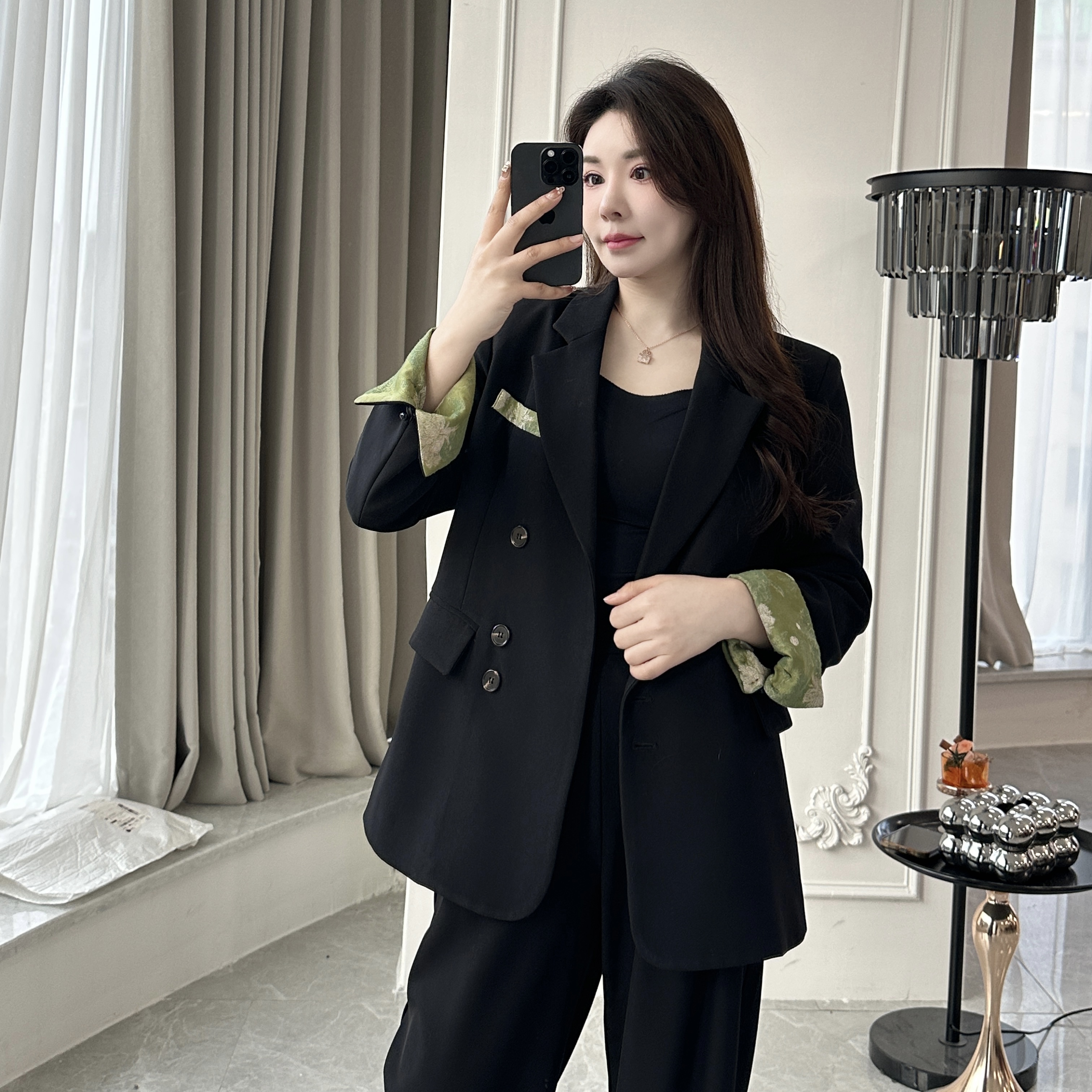 DYT HOME秋季时尚气质设计感新中式西装外套女百搭撞色韩版小西装