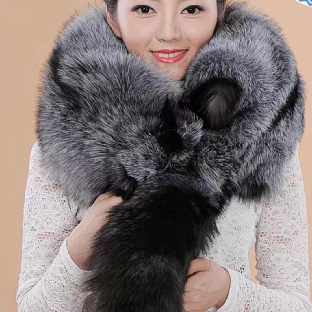 欧美风不起球不掉色极简风围巾围脖女士皮草秋冬加厚