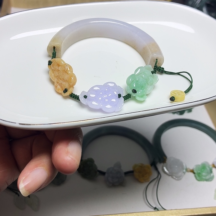 翡翠未镶嵌手链14-15手围