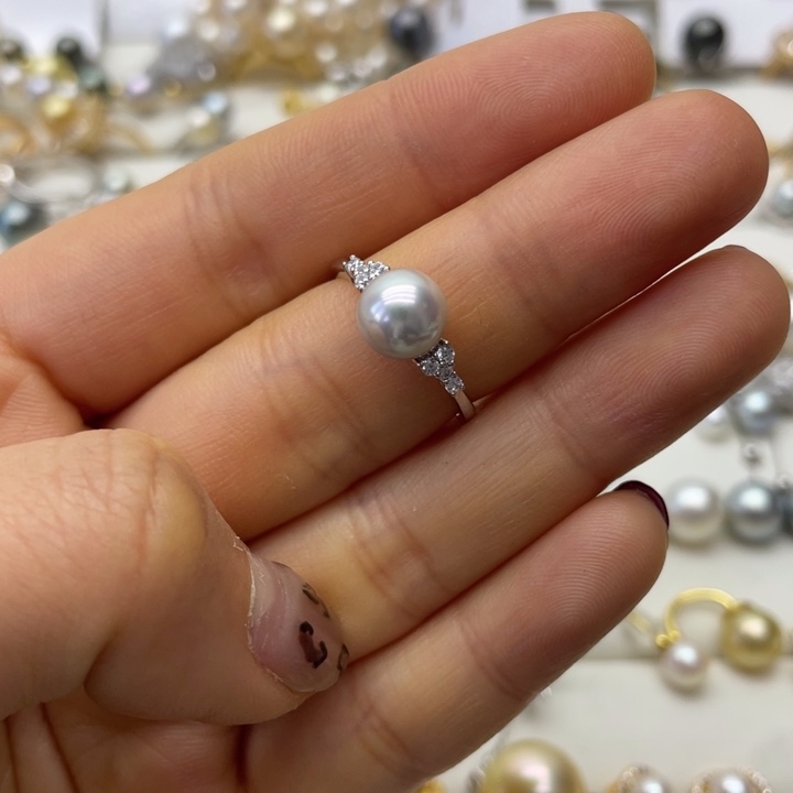 海水珍珠戒指银S925镶嵌